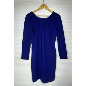 Banana Republic Sheath Pencil Dress 8 Blue V Back Zip Accent Career Office Event